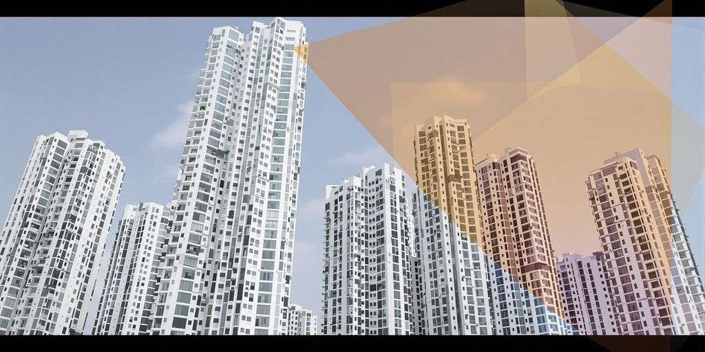 Thai condo buildings with foreign flags.