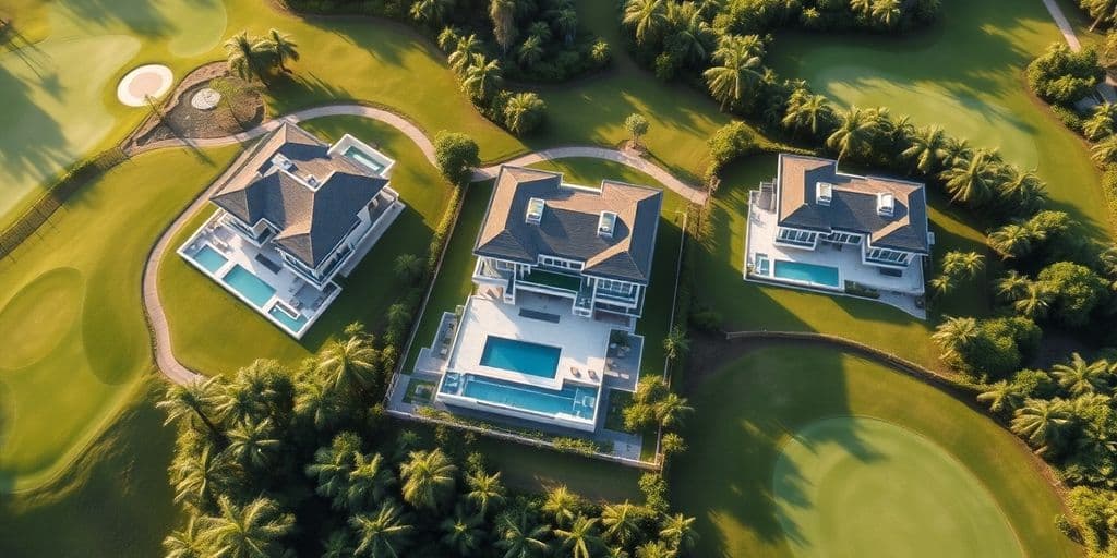Luxury villas and golf courses in Phuket's tropical landscape.