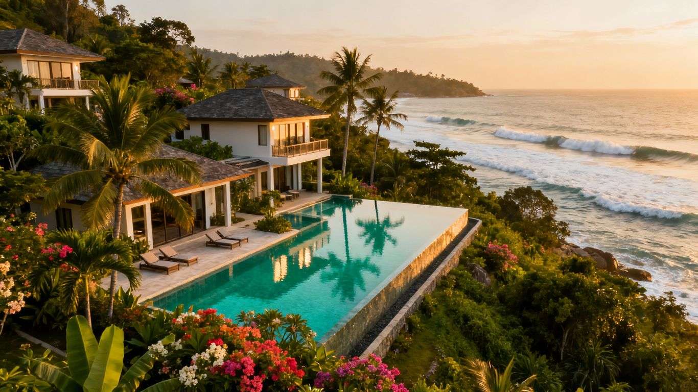 Luxury villas with infinity pools on Phuket's coast.