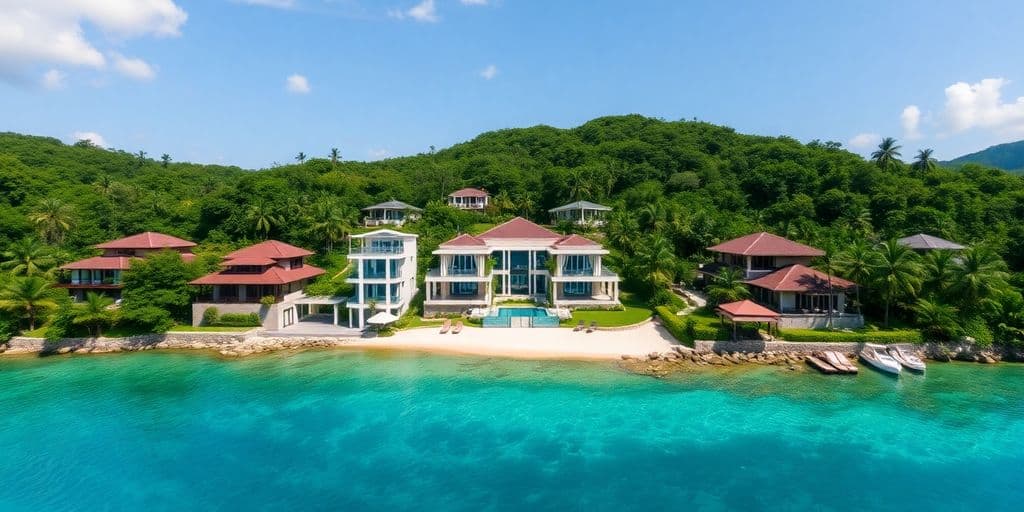 Luxury villas in Phuket with lush tropical surroundings.