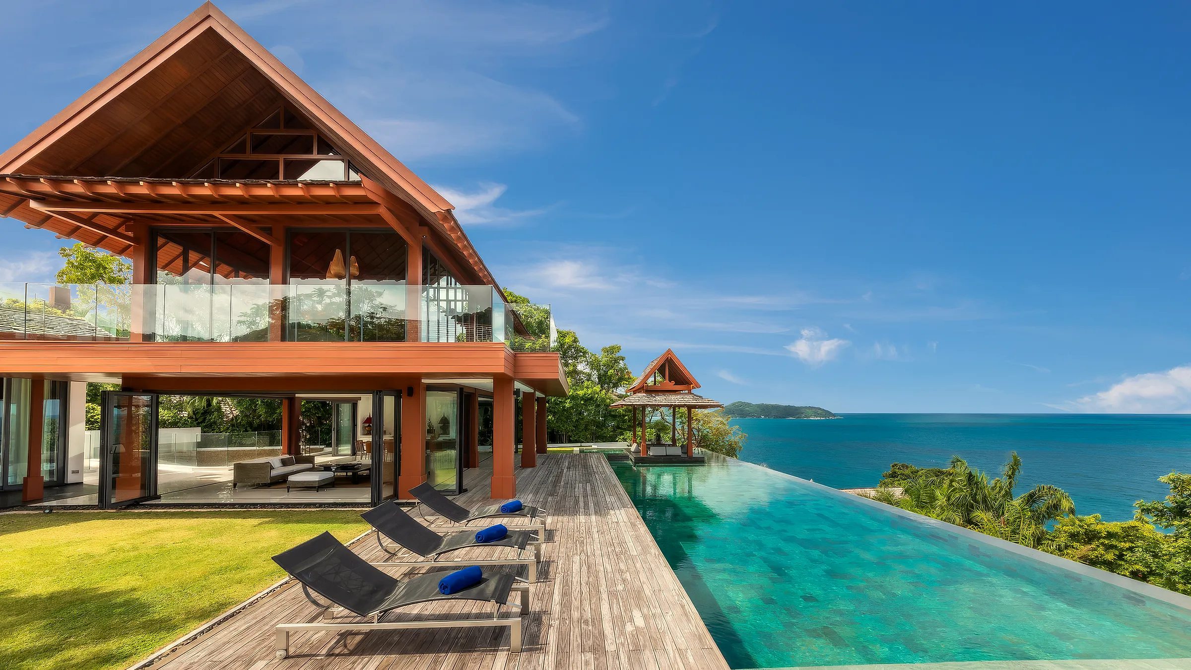 Five-bedroom villa in Kamala, Phuket, with a view of the sea