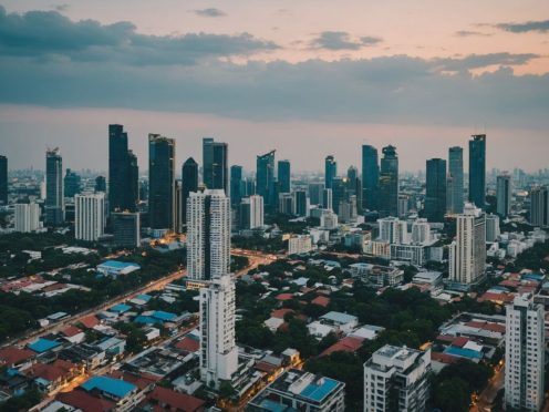 Bangkok skyline with many condominiums and buildings.