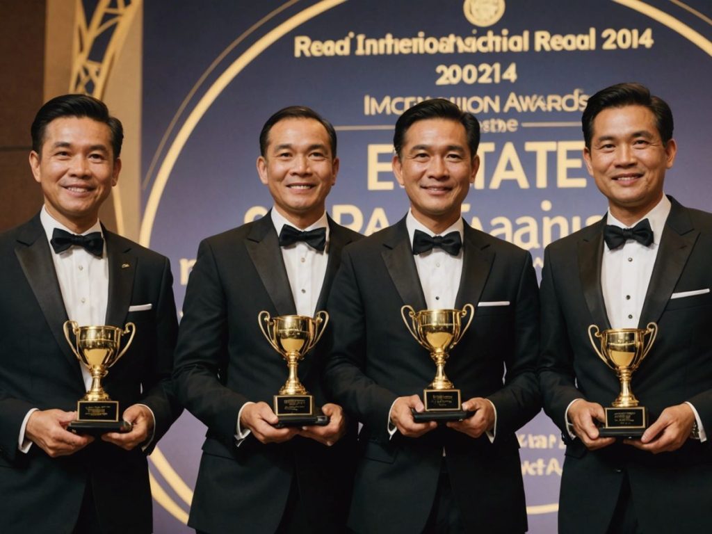 Siam Piwat Group representatives celebrate winning three international awards at Real Estate Asia Awards 2024.
