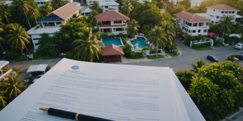 Aerial view of Samui properties and legal documents