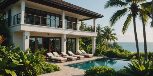 Elegant villa in Phuket with ocean view and garden.