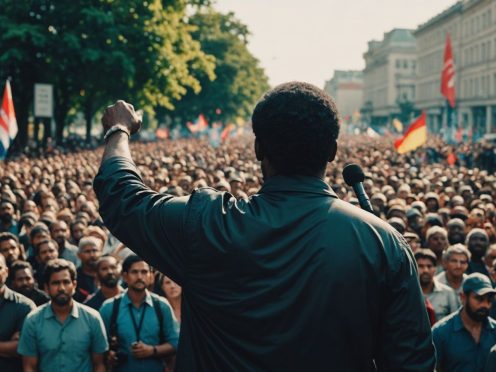 Jatuporn Prompan speaks to crowd during protest announcement