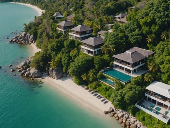 Luxurious villas on Samui island coastline
