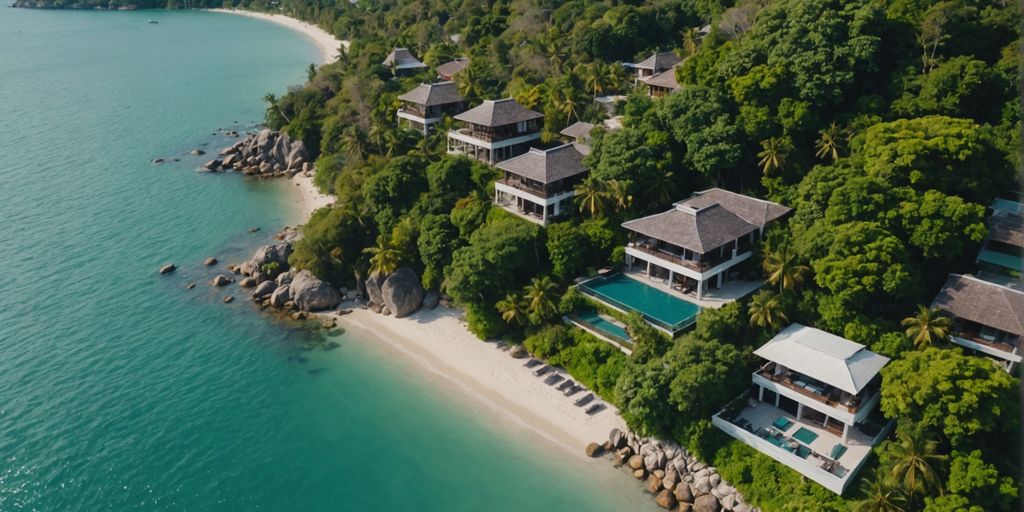 Luxurious villas on Samui island coastline