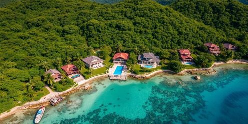 Aerial view of Phuket coastal homes