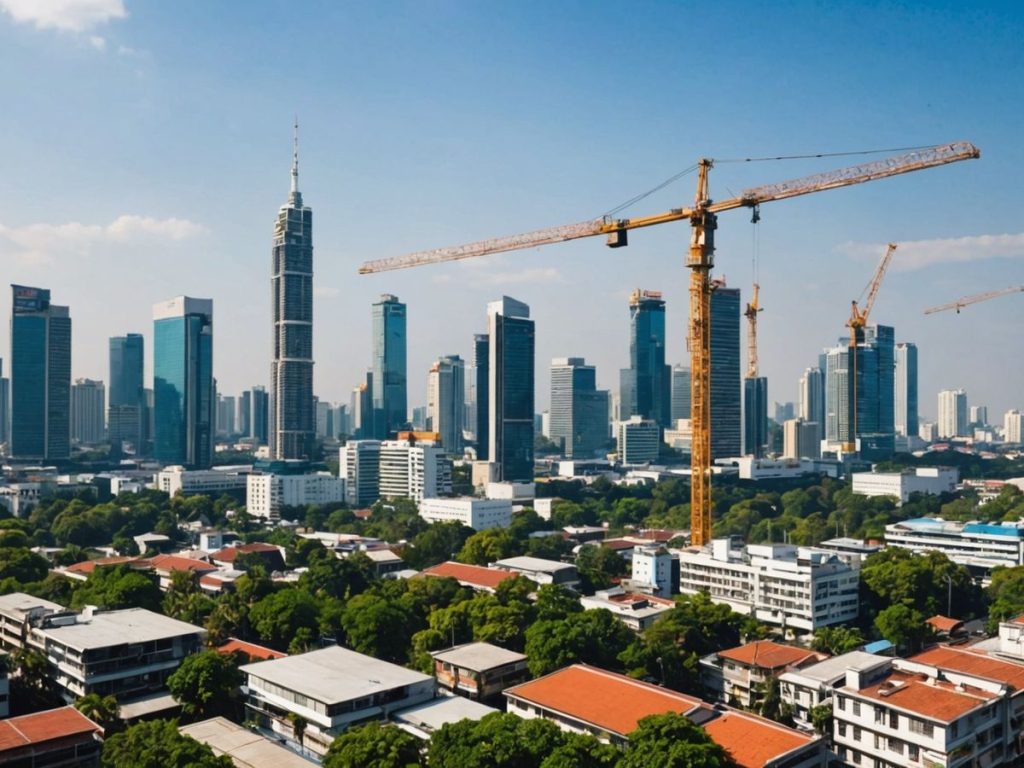 Bangkok cityscape with high-rise buildings and cranes