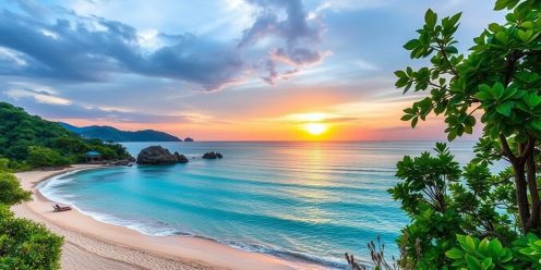 Beachfront property in Phuket at sunset