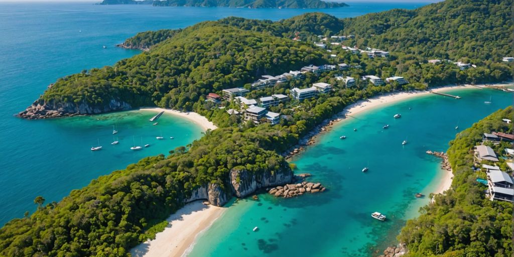 Aerial view of Phuket's beachfront properties