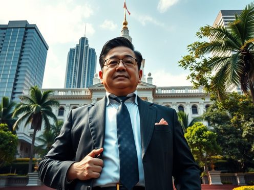 Real estate mogul in front of Thailand's parliament.