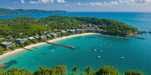 Aerial view of Phuket beachfront properties