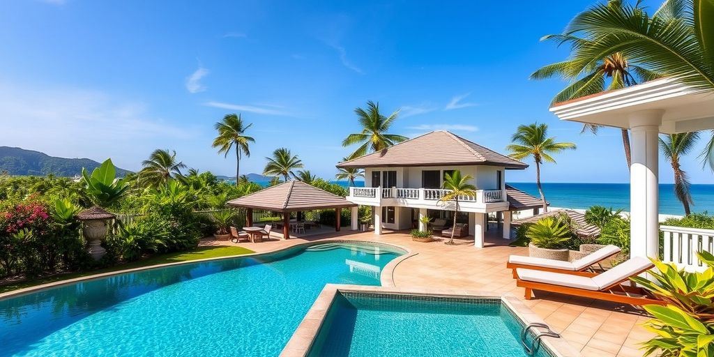 Luxurious villa with pool and tropical surroundings in Phuket.