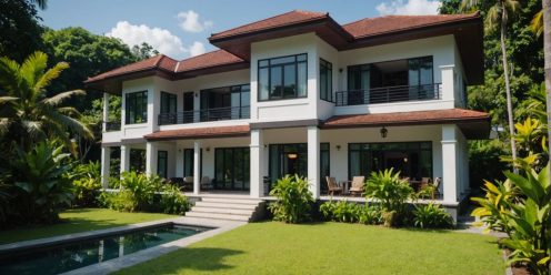 Charming Phuket rental house with lush garden view.