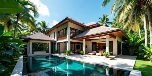 Luxurious Phuket villa with pristine pool and tropical greenery