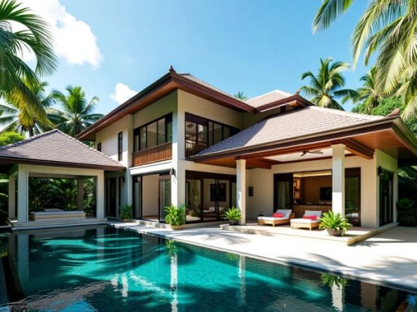 Luxurious Phuket villa with pristine pool and tropical greenery