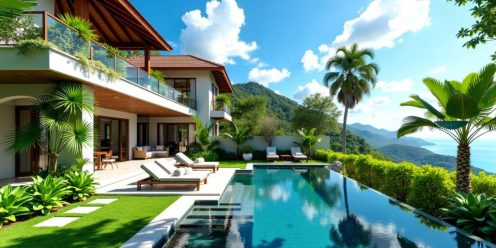 Luxurious villas in Phuket's vibrant real estate market.