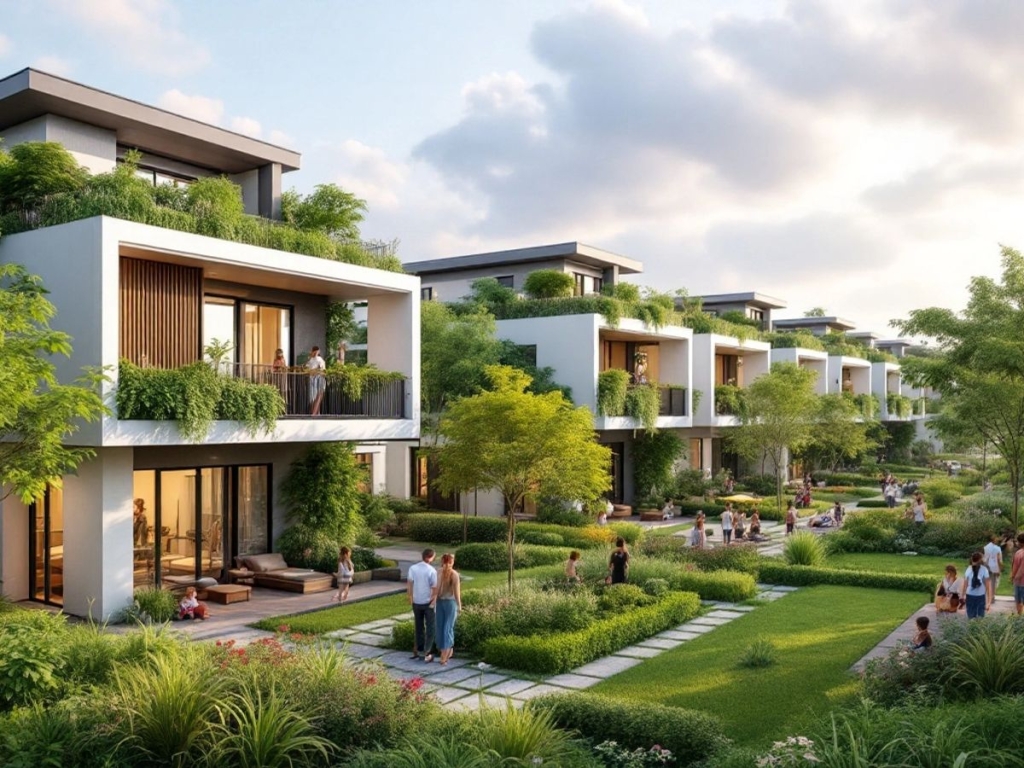 Modern Thai property development with lush greenery.