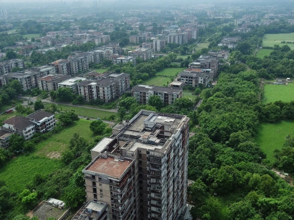 Abandoned housing projects in Thailand's property market crisis.