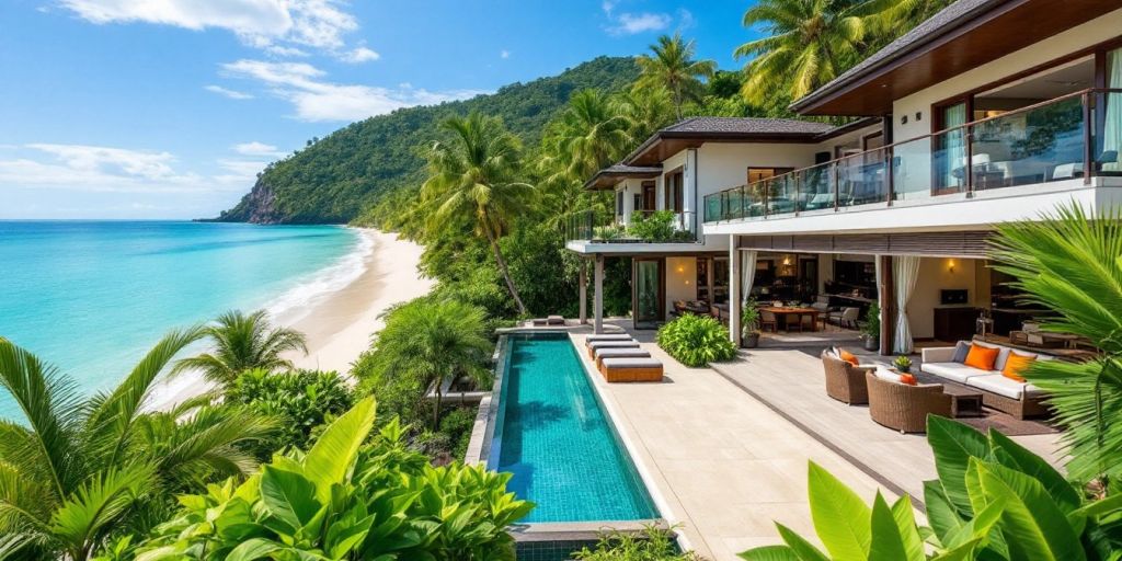 Luxurious villa by the beach in Phuket, Thailand.