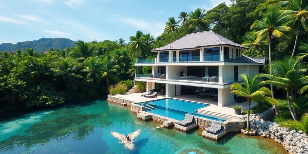 Luxurious Phuket villa with pool and tropical surroundings.