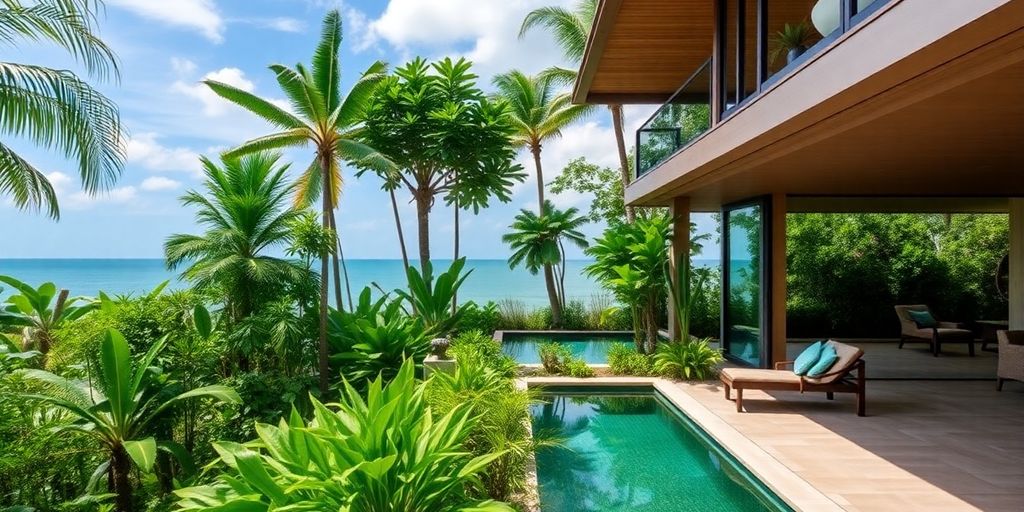 Luxurious sustainable villa with ocean view in Phuket.