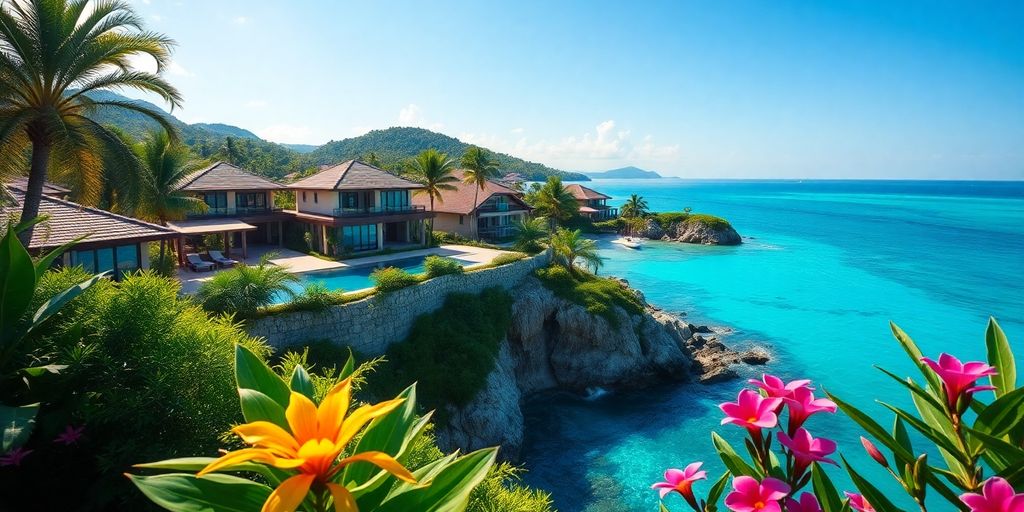 Luxury villas and tropical landscape in Phuket.