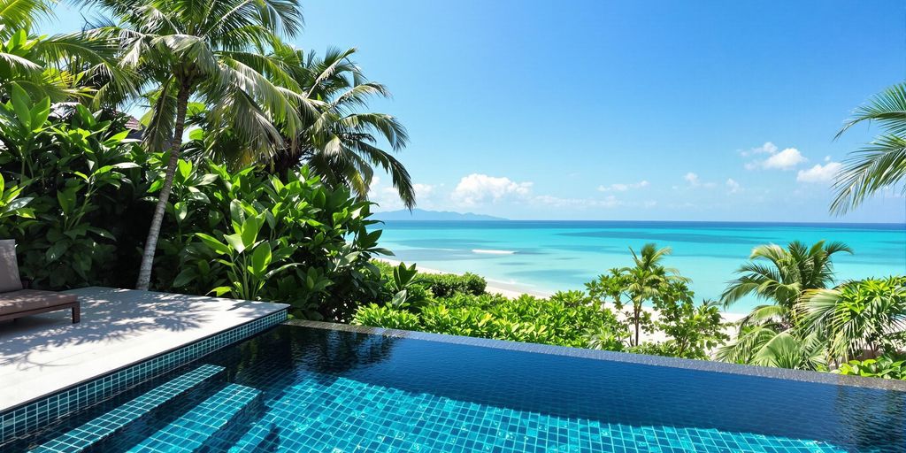 Luxury Phuket villa, infinity pool, ocean view.
