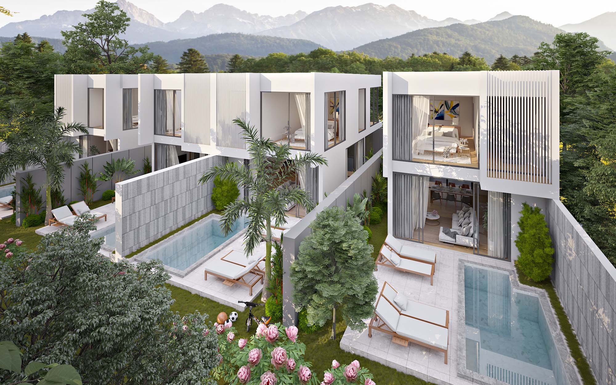 Elegant Thai villa featuring a private pool and serene surroundings.