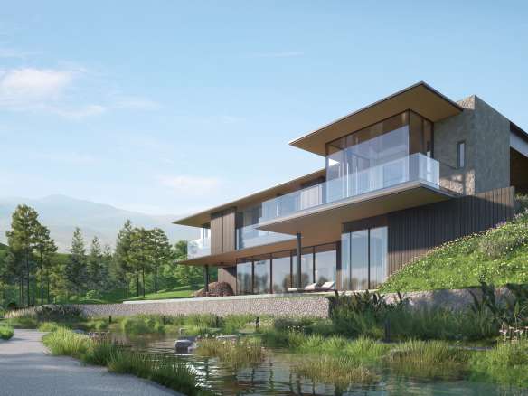 Modern villa with private pool and spacious outdoor lounge.