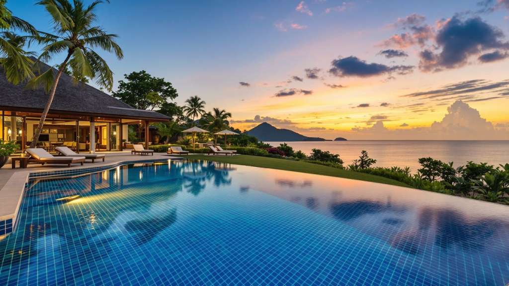 Opulent Phuket villa with infinity pool overlooking the sea.