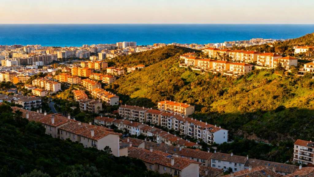 Phuket skyline with many buildings and ocean.
