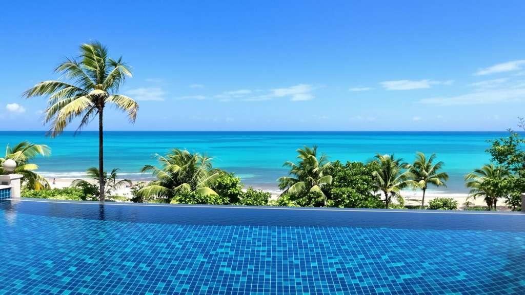 Wealthy retirees enjoying a luxurious infinity pool in Phuket.