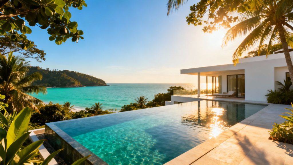 Luxury Phuket villa with infinity pool and ocean view.