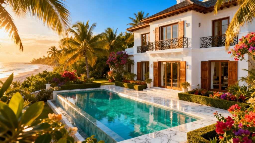 Luxury Phuket villa with pool and tropical gardens.