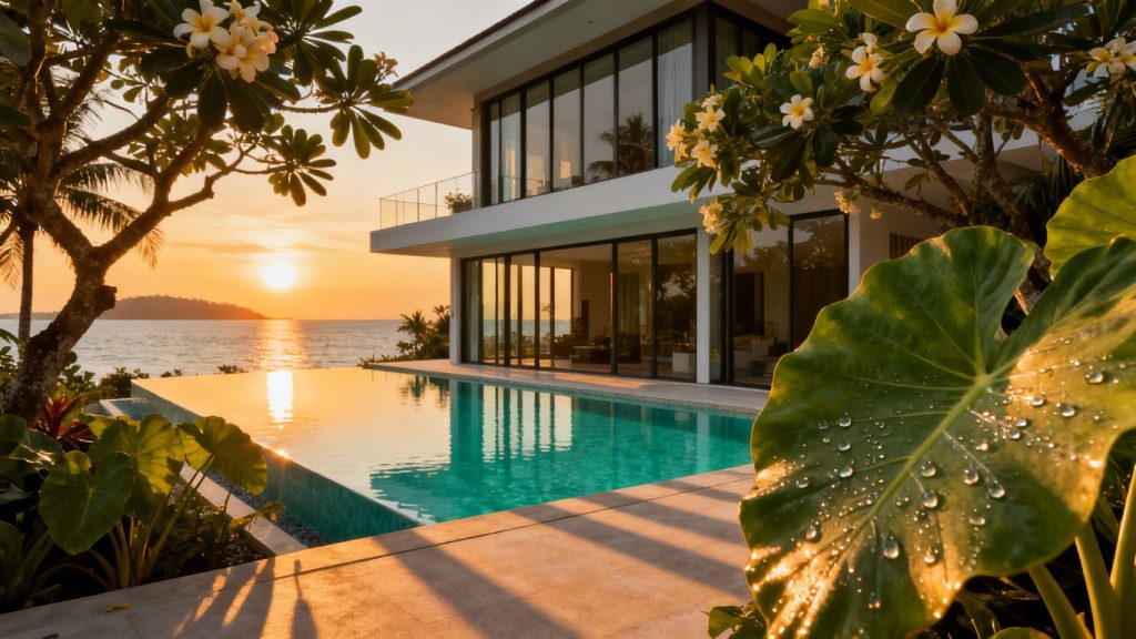 Luxury Phuket villa with infinity pool and ocean view.