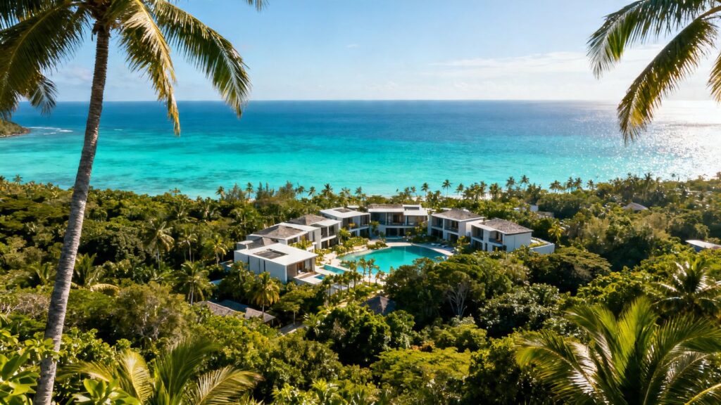 Luxury resort in Phuket overlooking the ocean.