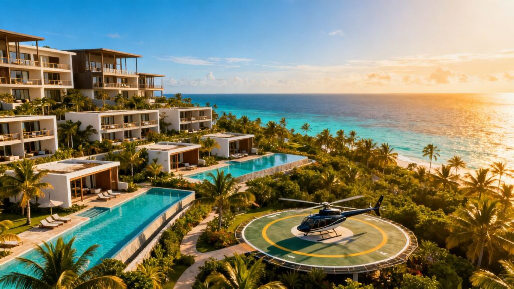 Luxury resort in Phuket with pools, villas, and ocean view.
