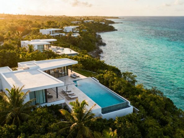 Luxury villas in Phuket overlooking the ocean.
