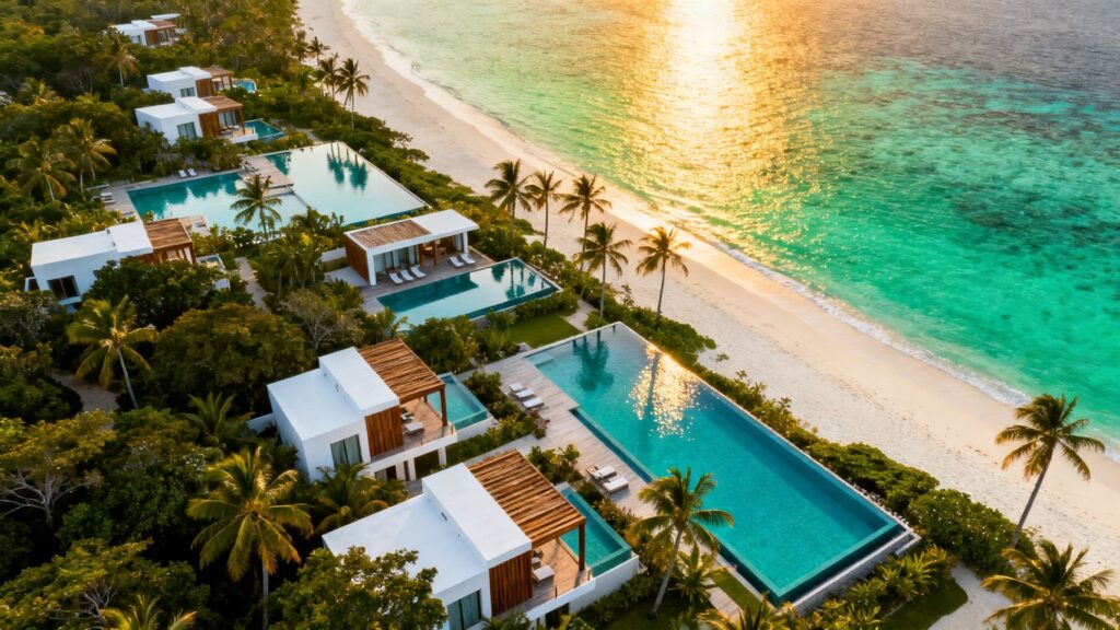 Luxury Phuket resort with beach and villas.