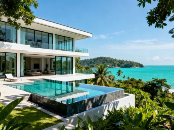 Luxury Phuket villa with infinity pool and ocean view.