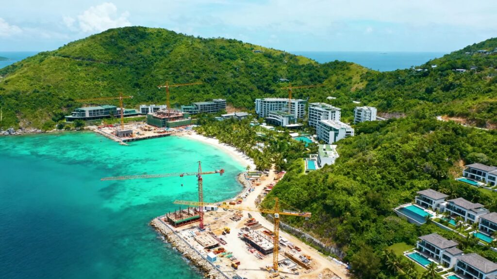 Phuket island construction sites and coastline.