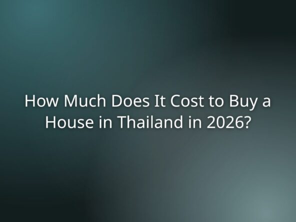 Header text asking: 'How Much Does It Cost to Buy a House in Thailand in 2026?' on a dark teal gradient background, used as a article title.